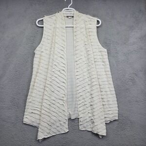 VTG Double Take Cardigan‎ Women 2X Tiered Ruffle Asymmetric Vest Y2K Western